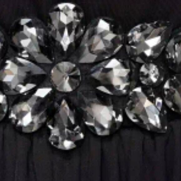 Ornate Rhinestone Black Victorian Stretch Wide Belt - Picture 2 of 5